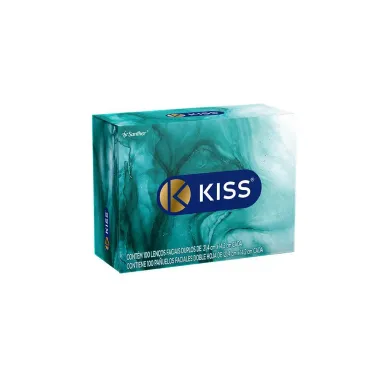Lenço de Papel Kiss Folha Dupla Embalagens Sortidas 100 Unidades