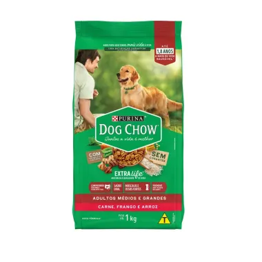Ra&ccedil;&atilde;o para C&atilde;es Dog Chow Extra Life Adultos M&eacute;dios e Grandes 1kg