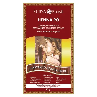 Henna Pó Surya Brasil Castanho Acinzentado Kit