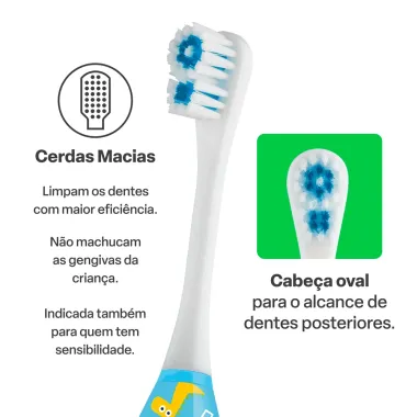 Escova Dental Elétrica Infantil Multilaser Dinossauro Kids Healt Pro 1 Unidade + 1 Refil