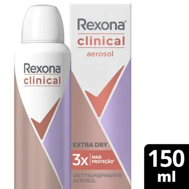 Desodorante Rexona Clinical Extra Dry Aerosol Antitranspirante 96h 150ml