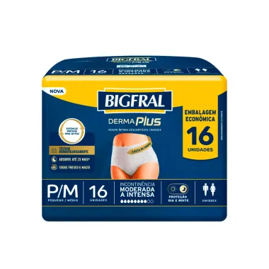 Roupa Íntima Bigfral Derma Plus P/M 16 Unidades