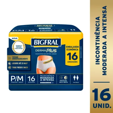 Roupa Íntima Bigfral Derma Plus P/M 16 Unidades