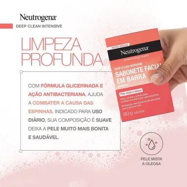 Sabonete Facial Neutrogena Deep Clean Limpeza Profunda 80g