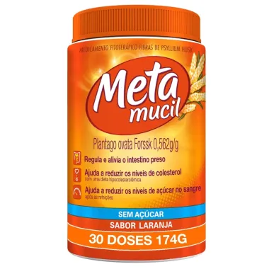Metamucil Fibra Psyllium Sabor Laranja 174g
