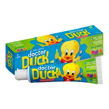 Gel Dental Infantil Dentalclean Doctor Duck com Flúor Sabor Mix de Frutas 50g