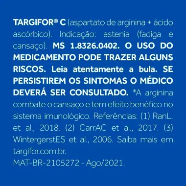 Targifor+C Aspartato de Arginina 1g e Vitamina C 1g 16 comprimidos efervescentes