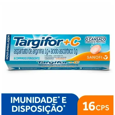 Targifor+C Aspartato de Arginina 1g e Vitamina C 1g 16 comprimidos efervescentes