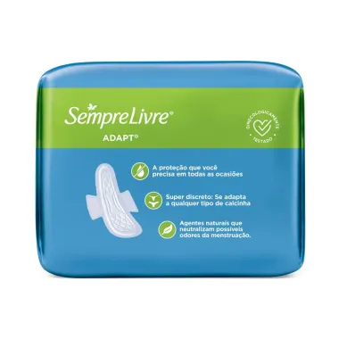 Absorvente Sempre Livre Adapt Cobertura Suave com Abas 8 Unidades