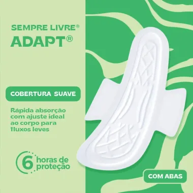 Absorvente Sempre Livre Adapt Cobertura Suave com Abas 8 Unidades