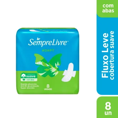 Absorvente Sempre Livre Adapt Cobertura Suave com Abas 8 Unidades