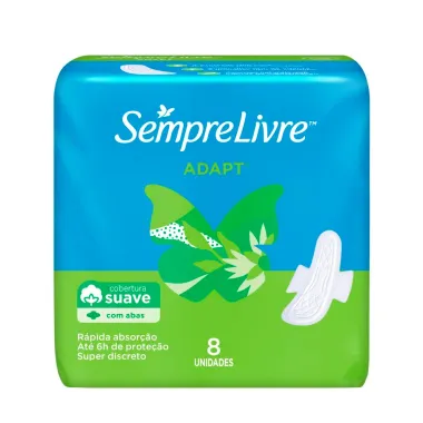 Absorvente Sempre Livre Adapt Cobertura Suave com Abas 8 Unidades
