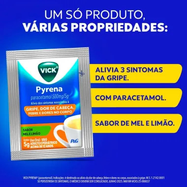 Vick Pyrena Sabor Mel e Lim&atilde;o com 5 Envelopes de 5g cada