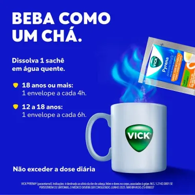 Vick Pyrena Sabor Mel e Lim&atilde;o com 5 Envelopes de 5g cada