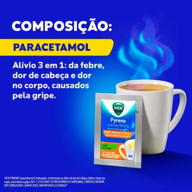 Vick Pyrena Sabor Mel e Lim&atilde;o com 5 Envelopes de 5g cada