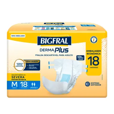 Fralda Bigfral Derma Plus Econômica M 18 Unidades