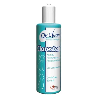 Shampoo Cloresten Antifúngico e Antibacteriano Dr. Clean para Cães e Gatos 200ml