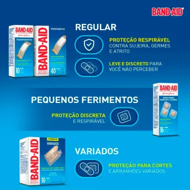 Curativos Band Aid Transparentes 40 Unidades
