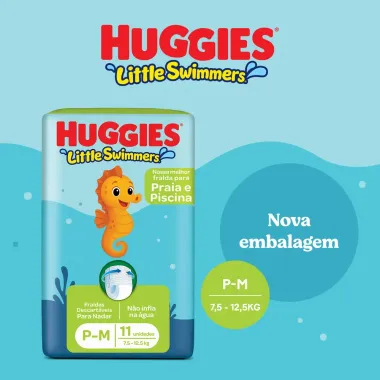 Fralda Huggies Little Swimmers Tamanho P/M 11 Unidades Descart&aacute;veis