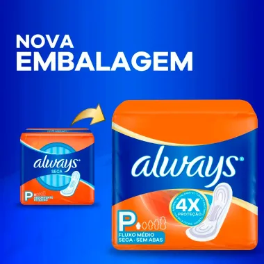 Absorvente Always Seca Tamanho P Sem Abas 8 Unidades