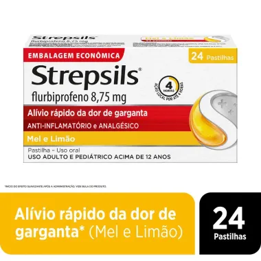 Pastilhas para Garganta Strepsils Sabor Mel e Lim&atilde;o 24 Unidades