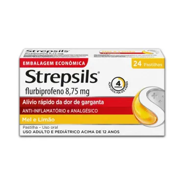 Pastilhas para Garganta Strepsils Sabor Mel e Lim&atilde;o 24 Unidades