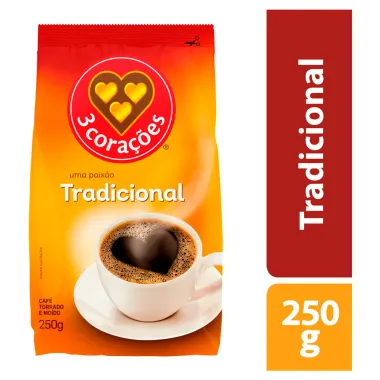 Caf&eacute; 3 Cora&ccedil;&otilde;es Tradicional com 250g