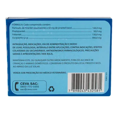 Canex Plus 3 para Cães Vermífugo Oral 1 Comprimido para Cada 10kg de Peso com 4 Comprimidos Palatáveis