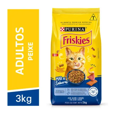 Ra&ccedil;&atilde;o para Gatos Friskies Adulto Sabor Peixe e Frutos do Mar com 3kg