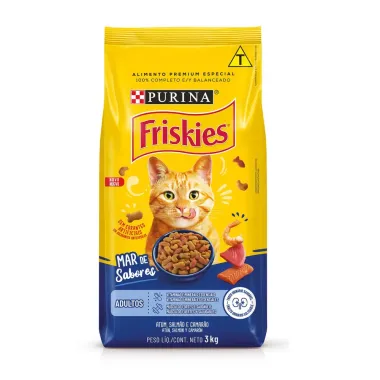 Ra&ccedil;&atilde;o para Gatos Friskies Adulto Sabor Peixe e Frutos do Mar com 3kg
