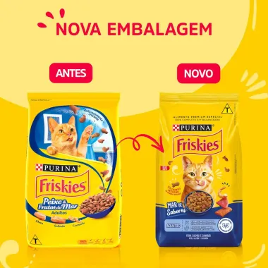 Ra&ccedil;&atilde;o para Gatos Friskies Adulto Sabor Peixe e Frutos do Mar com 3kg
