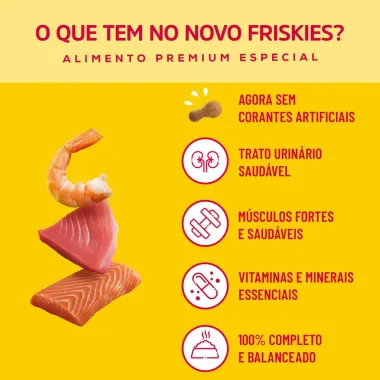 Ra&ccedil;&atilde;o para Gatos Friskies Adulto Sabor Peixe e Frutos do Mar com 3kg