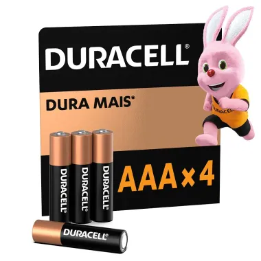 Pilha Duracell AAA Alcalina 4 Unidades