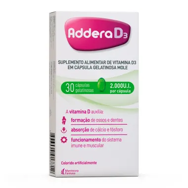 Addera D3 2.000UI com 30 Cápsulas Gelatinosas Moles