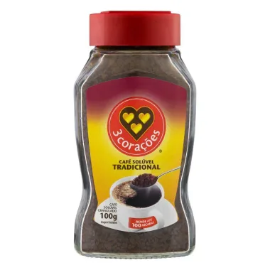 Caf&eacute; Sol&uacute;vel 3 Cora&ccedil;&otilde;es Tradicional 100g