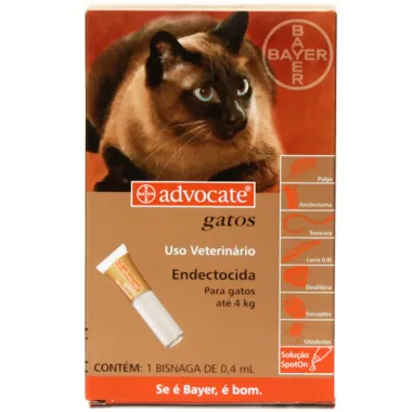 Advocate Gatos Endectocida para Gatos Até 4kg com 1 Bisnaga de 0,4ml