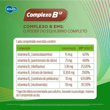 Complexo B Concentrado EMS com 20 Comprimidos Revestidos