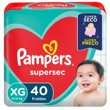 Fralda Pampers Supersec Tamanho XG Pacote Hiper 40 Unidades Descartáveis