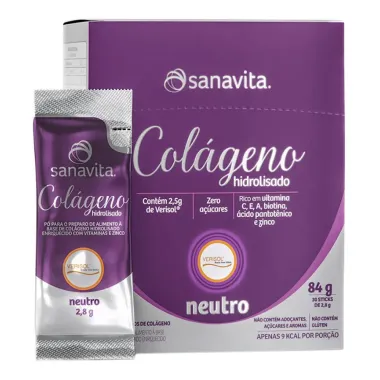 Colágeno Hidrolisado Verisol Sanavita Sabor Neutro com 30 Sachês de 2,8g cada