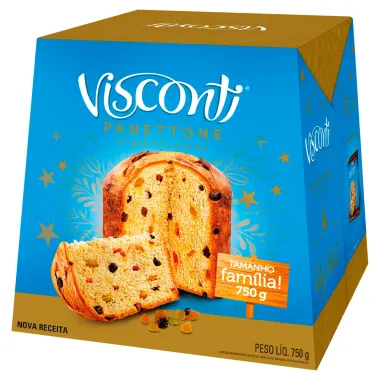 Panettone Visconti Frutas Tradicional Tamanho Família 750g