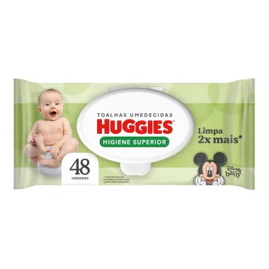 Lenços Huggies Higiene Superior Limpam 2x Mais 48 Unidades