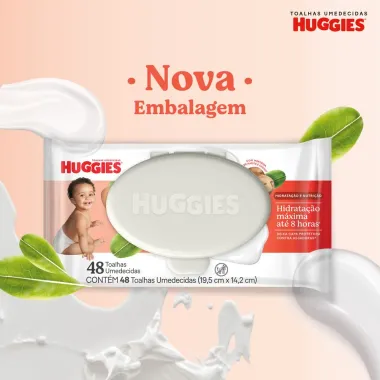 Len&ccedil;os Huggies Hidrata&ccedil;&atilde;o e Nutri&ccedil;&atilde;o Contra Assaduras 48 Unidades