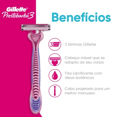 Aparelho de Depilação Gillette Prestobarba3 Descartável 2 Unidades