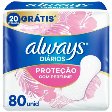 Protetor Di&aacute;rio Always Prote&ccedil;&atilde;o com Perfume 80 Unidades