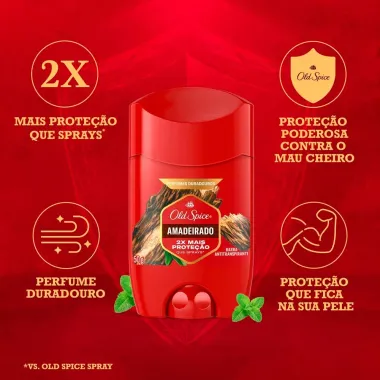 Desodorante Old Spice Amadeirado Stick Antitranspirante 50g