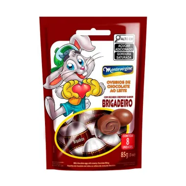 Ovinhos de Chocolate ao Leite Montev&eacute;rgine com Recheio Cremoso Sabor Brigadeiro 85g