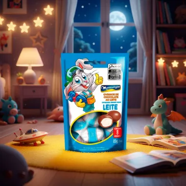 Ovinhos de Chocolate ao Leite Montev&eacute;rgine com Recheio Cremoso Sabor Leite 85g