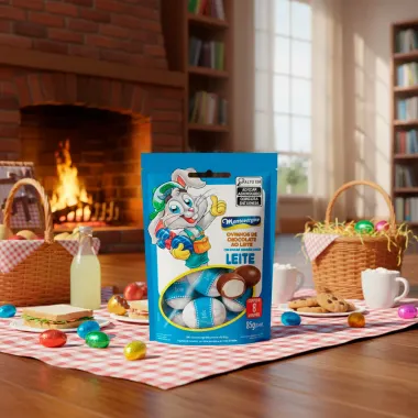 Ovinhos de Chocolate ao Leite Montev&eacute;rgine com Recheio Cremoso Sabor Leite 85g