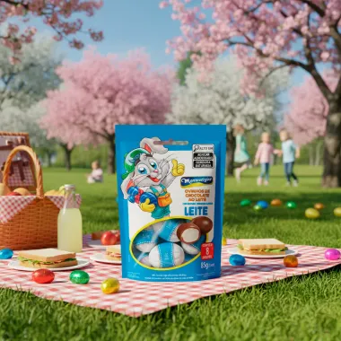 Ovinhos de Chocolate ao Leite Montev&eacute;rgine com Recheio Cremoso Sabor Leite 85g