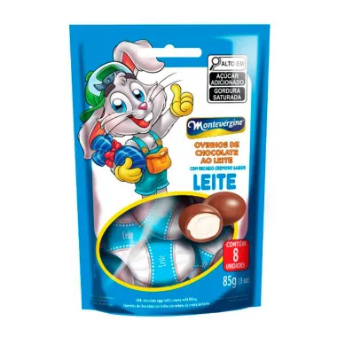 Ovinhos de Chocolate ao Leite Montev&eacute;rgine com Recheio Cremoso Sabor Leite 85g